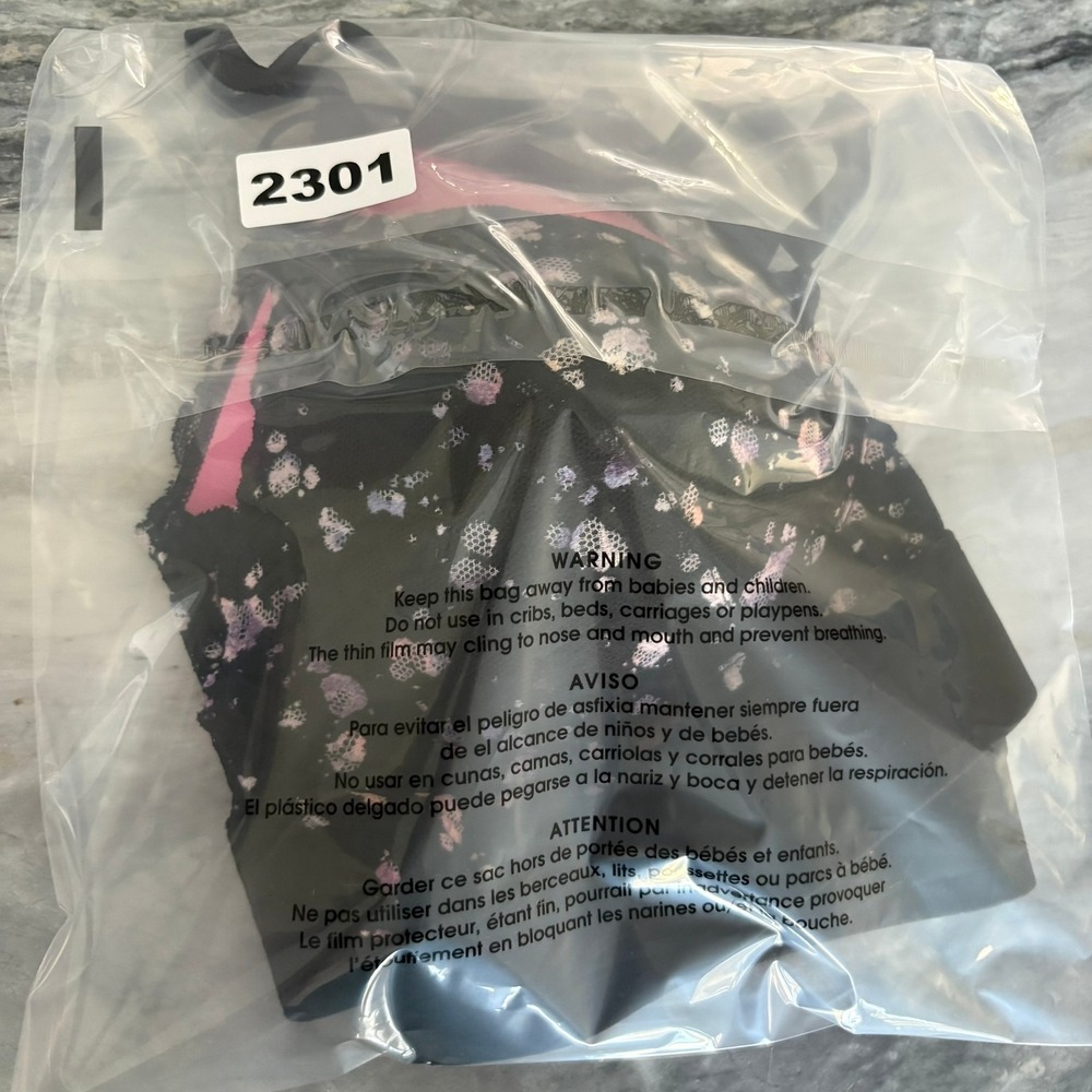 Victoria's Secret PINK Lace Bralette Black Floral Splatter Lightly Lined Medium - Picture 16 of 16